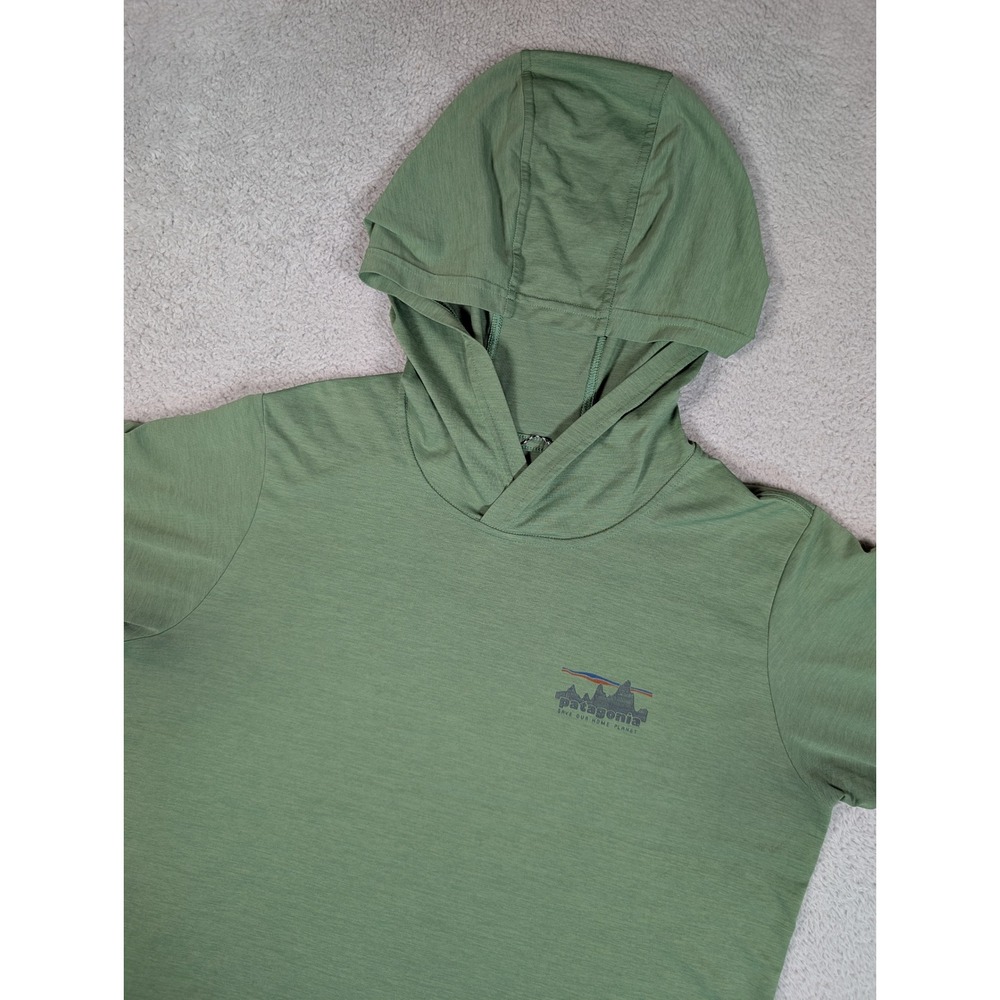 Patagonia Womens Capilene Cool Daily Graphic Hoody Green M Save Our Home Planet
